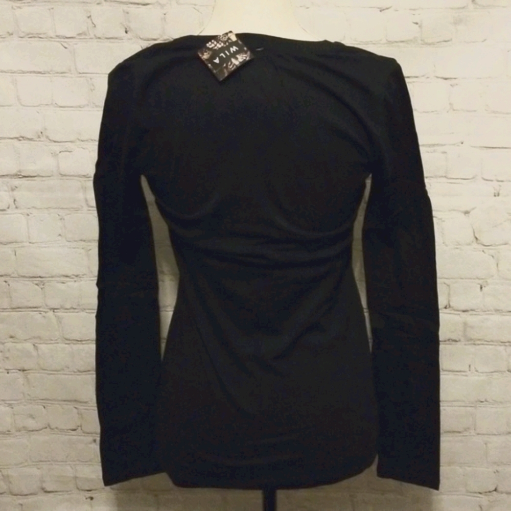 WILA Black Cotton Spandex Long Sleeve T-Shirt NWT - Picture 4 of 5